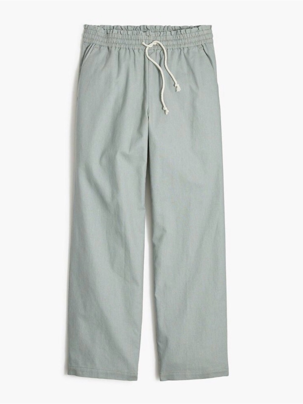 J. Crew Linen-Cotton Blend Wide-Leg Paper-Bag Pants Dusty Mint Size M
